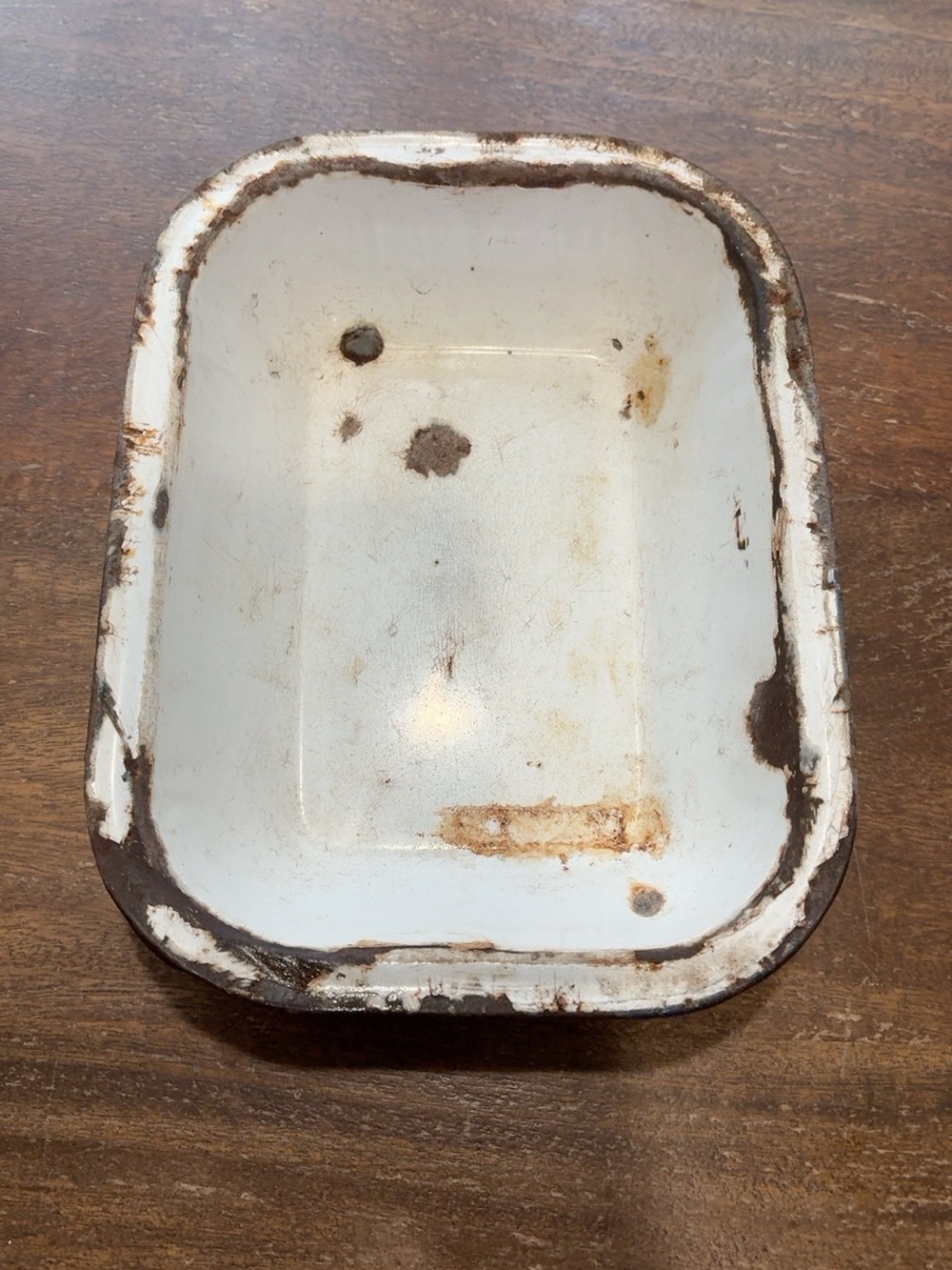 Vintage White Enamelware Baking Pan 11x9